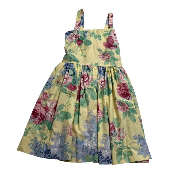 Dresses & Skirts - Vintage 80s Tie Back Dress in Yellow Floral